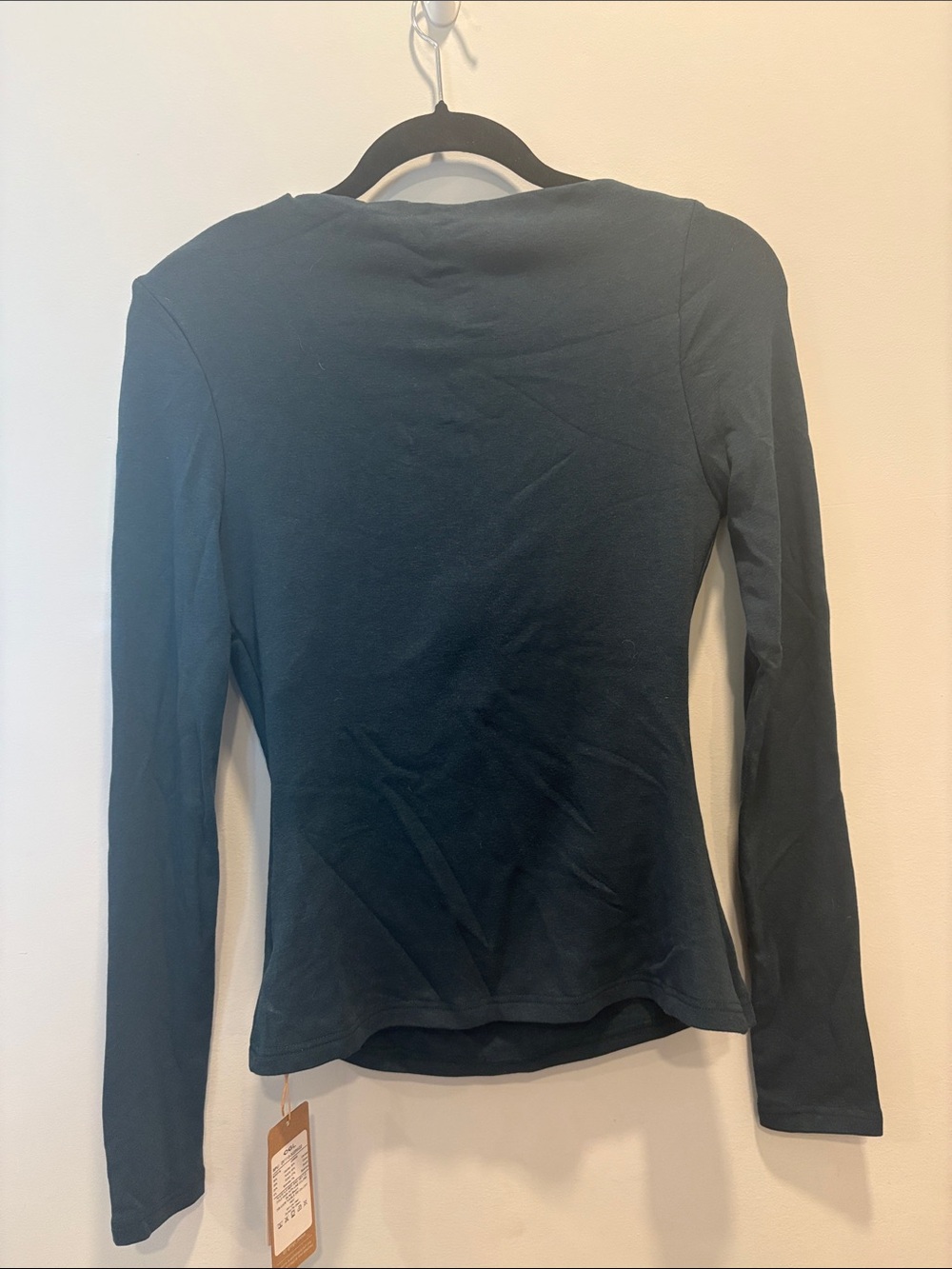 Women’s Long Sleeve Draped Back Top - Deep Teal - Picture 2 of 5